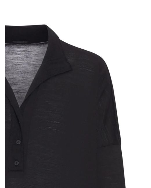 Transit Black Wool Polo Top