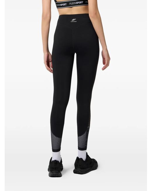 Philipp Plein Black Logo-Print Leggings