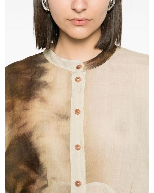 Collection Privée Natural Argis Tie-Dye Band-Collar Shirt