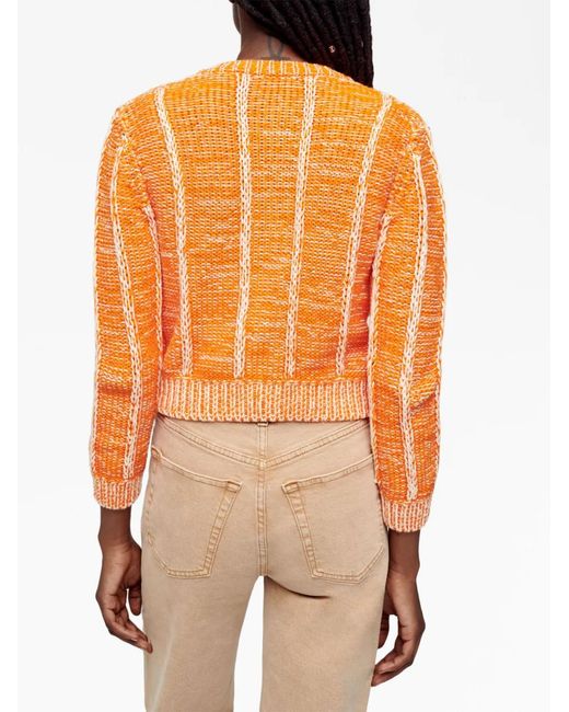 Re/done Orange Baby Crewneck Cardigan