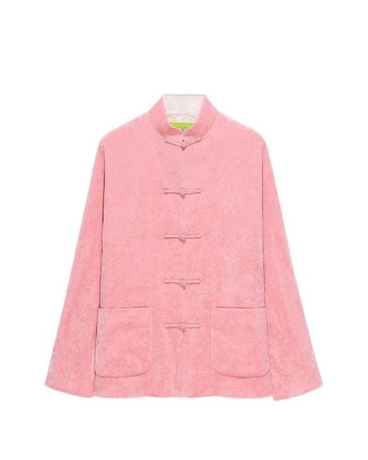 Shanghai Tang Pink Knotted-Button Pocket Jacket
