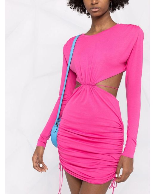 MANURI Pink Patricia Ruched-detail Mini Dress