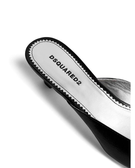 Mules con placa del logo y tacón de 35mm DSquared² de color Black