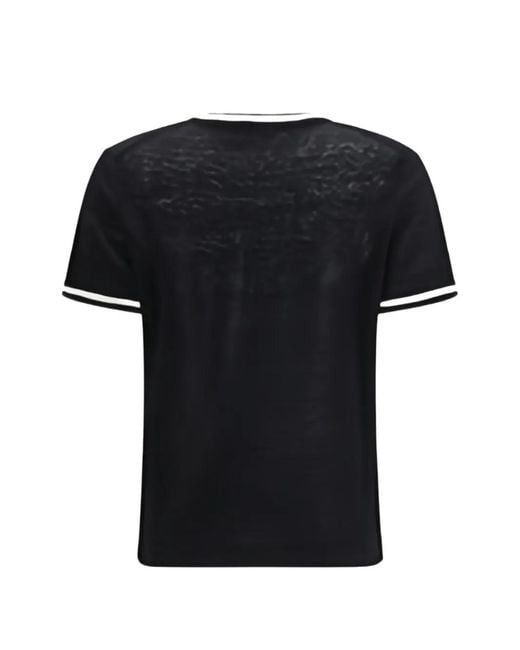 Max Mara Black Striped Linen T-Shirt