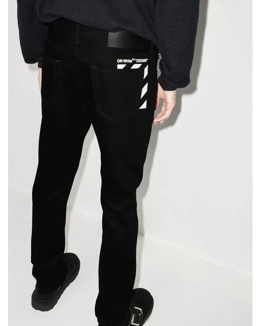 Off-White c/o Virgil Abloh Black Diag-Stripe Straight Leg Jeans for men