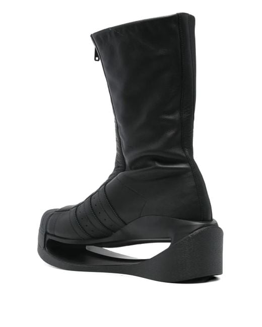Y-3 Black Zip-Front Platform Boots for men