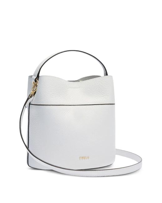Furla White Top-Handle Bucket Bag