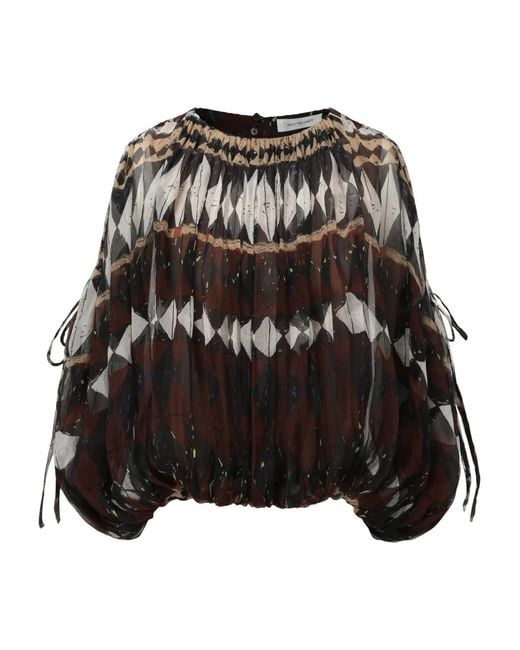 Into The East Black Geometric-Print Blouse