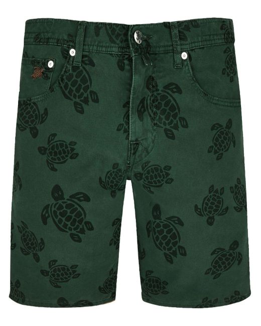 Vilebrequin Green Logo-print Cotton-blend Shorts for men