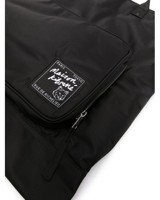 Maison Kitsuné Helmet Logopatch Tote Bag in Black for Men Lyst