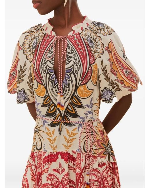 Abito Midi Con Stampa Paisley di Farm Rio in White