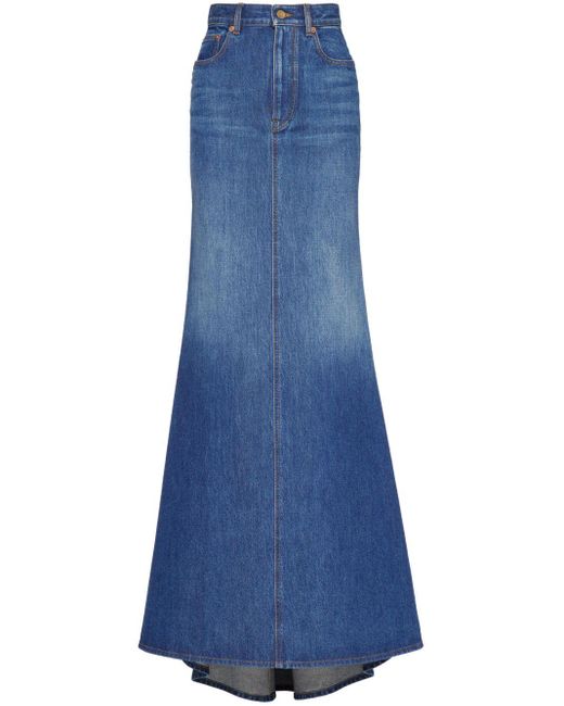 Valentino Garavani Blue Long Denim Skirt
