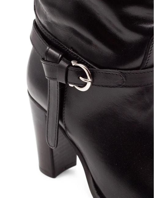 Chantal Black Buckled Knee-High Boots