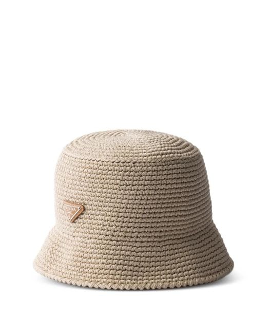 Prada Natural Crochet Bucket Hat for men