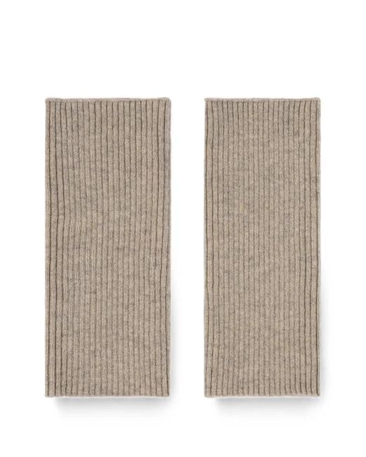 Bompard Natural Ribbed Cashmere Mittens