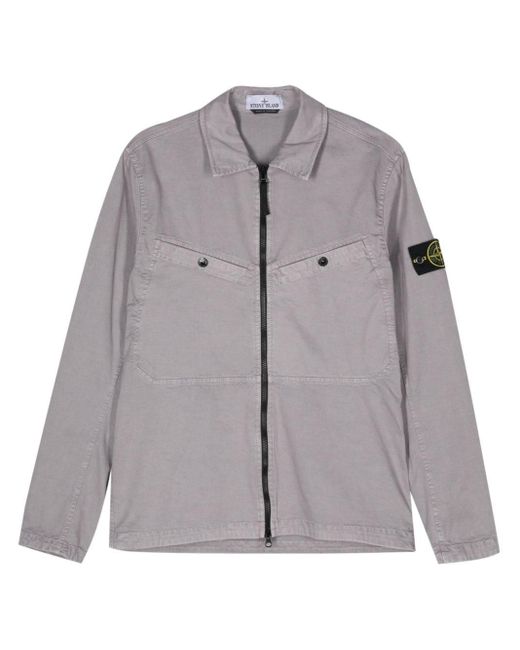 Stone Island Gray Compass-apliqué Overshirt for men