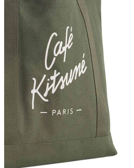 Café Kitsuné Green Logo-Print Tote Bag