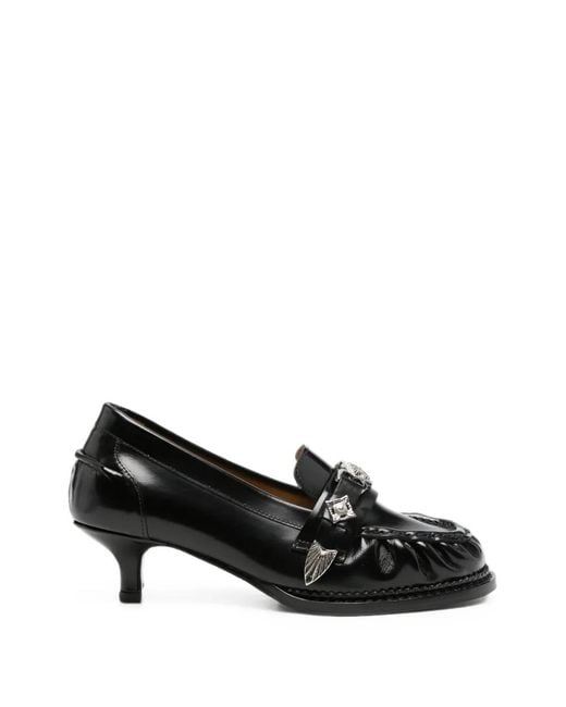 Toga Black Embellished Leather Pumps