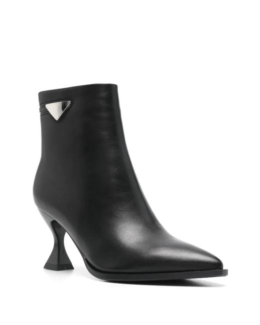 Exe' Black Triangle-Logo Leather Boots