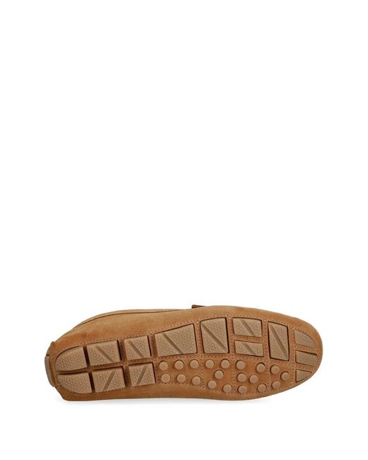 Pollini Brown Mocassins En Daim À Plaque Logo