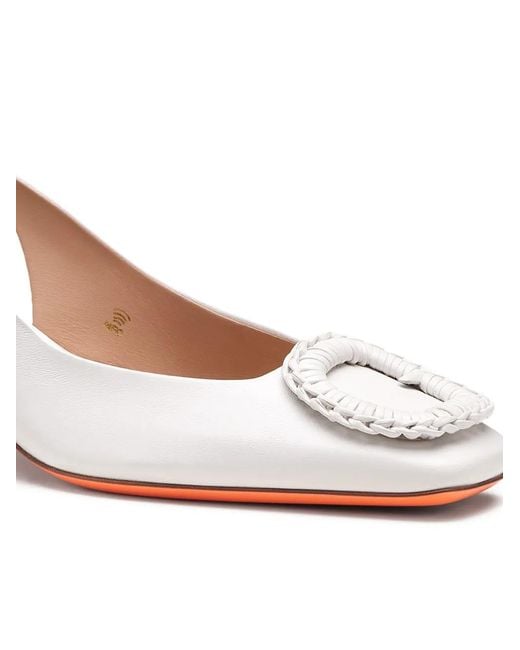 Santoni Pink Buckle Slingback Pumps