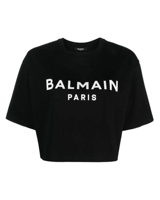 Balmain Black Cropped T-Shirt