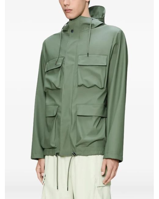 Rains Green Pocket Jacket Hooded Jacket for men
