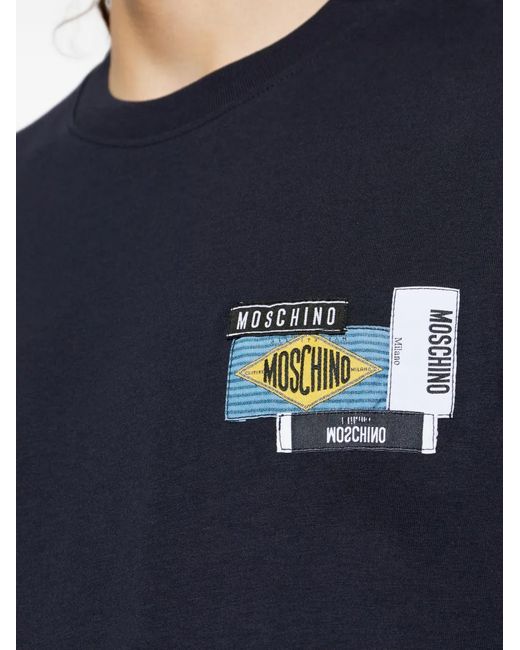 Moschino Blue Patch-Detail T-Shirt for men