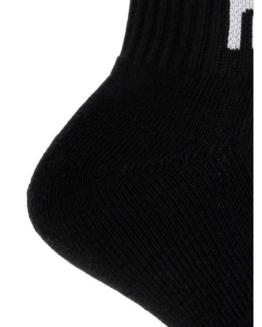 Rhude Black Logo-Intarsia Ribbed-Knit Socks for men