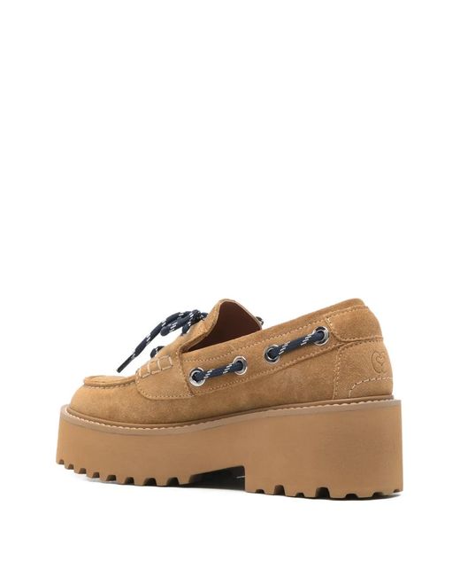 Maje Brown Suede Platform Boat Shoes