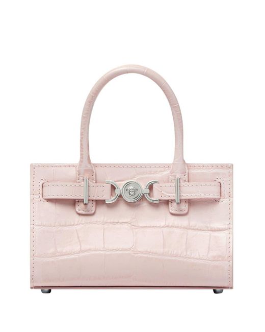 Versace Pink Mini Crocodile-embossed Leather Tote Bag