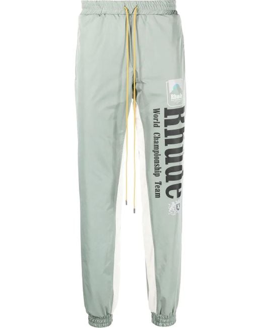 Rhude Green Senna Logo-Print Track Pants for men