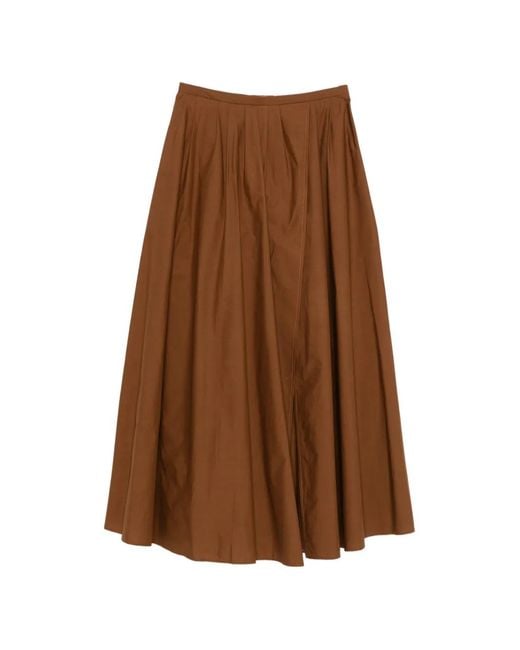 Forte_forte Brown Pleated Midi Skirt