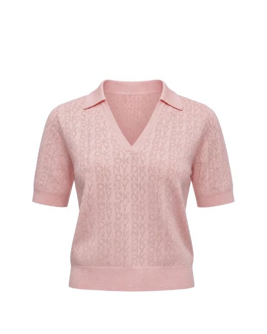 DKNY Pink Polo-Collar T-Shirt