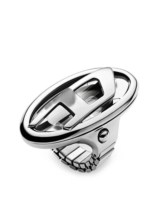 DIESEL White D-Era Stainless Steel Ring Watch