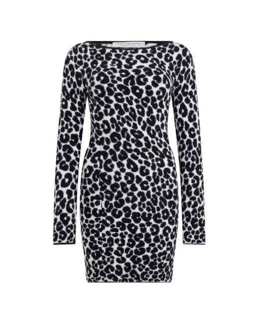 Philosophy Di Lorenzo Serafini White Animal-Print Long-Sleeve Mini Dress