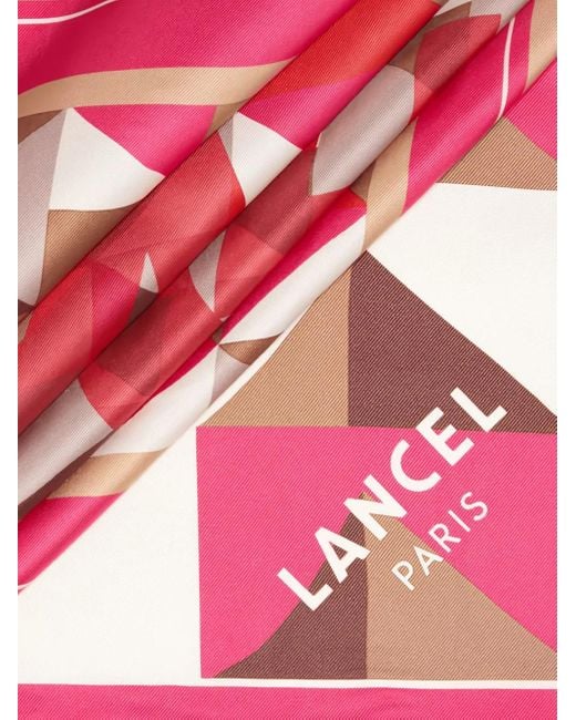 Lancel Red Labyrinth Silk Scarf