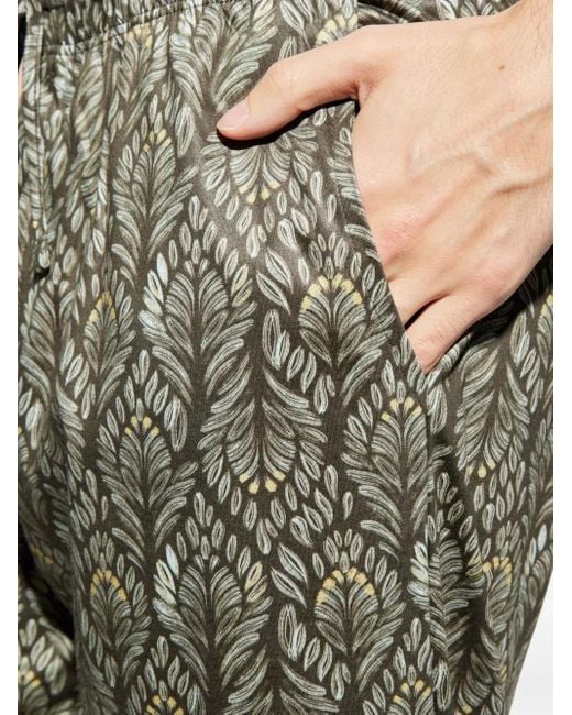 Hanro Green Drawstring Patterned Trousers for men