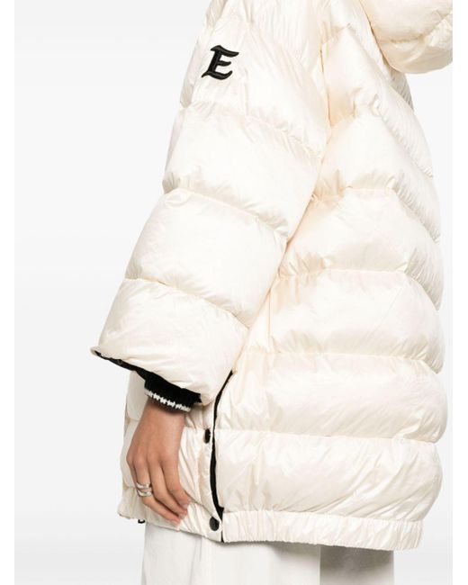 ERMANNO FIRENZE White Knitted-collar Quilted Oversized Coat