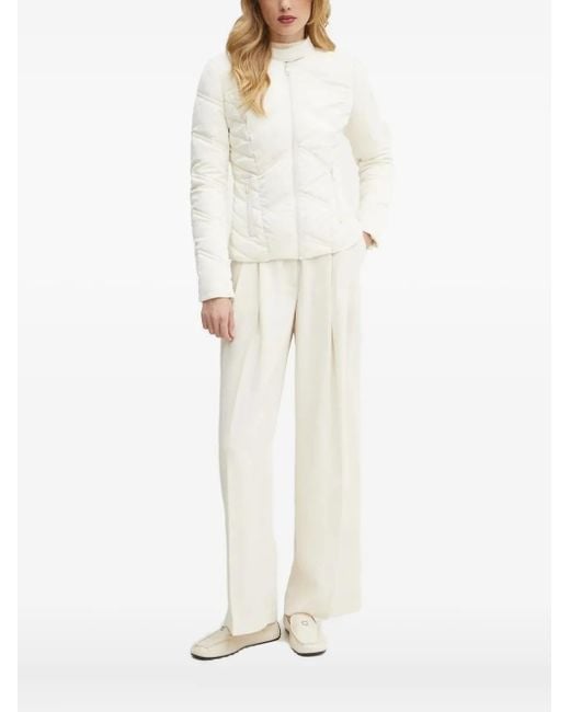 Guess White Quilted Chevron Puffer Jacket