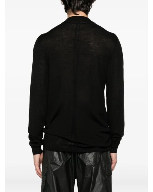 Rick Owens Black Long-Sleeved Wool T-Shirt for men