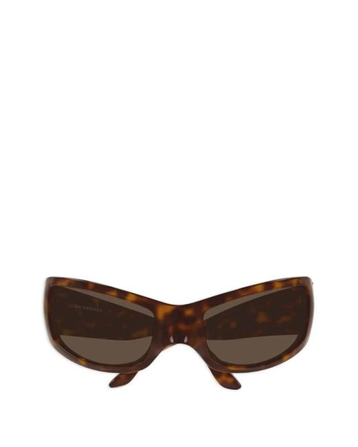 Balenciaga Brown Geometric-Frame Sunglasses