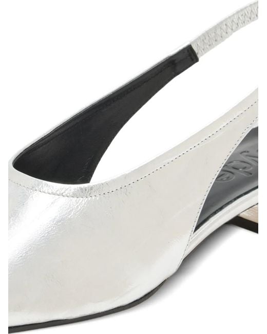 Aeyde White Dua Square-Toe Slingback Pumps