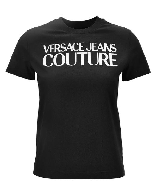 Versace Jeans Couture Black T-Shirt À Logo Imprimé