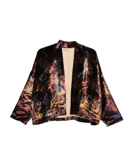 Yavi Brown Jacke mit Blumen-Print