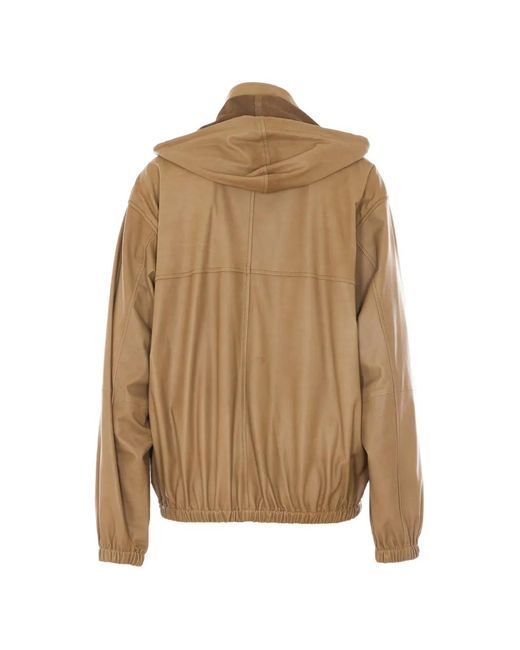 Auralee Natural Veste En Cuir À Capuche
