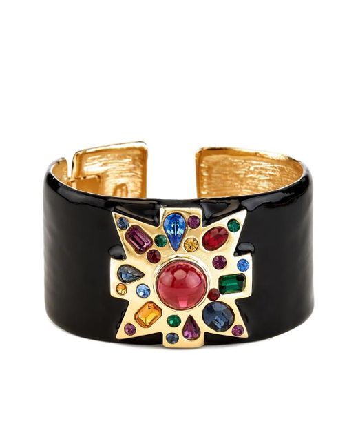 Kenneth Jay Lane Black Cross-Motif Ruby Bracelet
