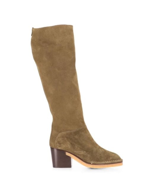 Tod's Natural Suede Knee-High Boots