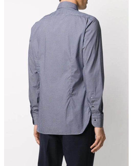 Barba Napoli Overhemd Met Geometrische Print in het Blue voor heren