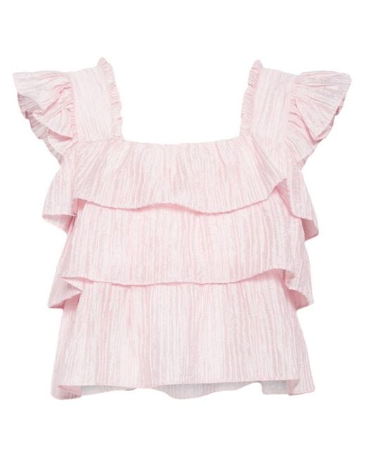 B+ AB Pink Ruffle-Detailing Blouse